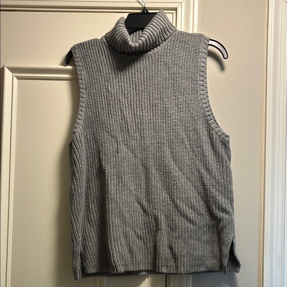 Gray Sleeveless Turtleneck Sweater
